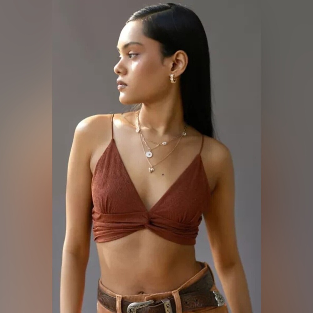 Urban Outfitters Virgo Twist Front Cami Dark Brown Women’s Size Small